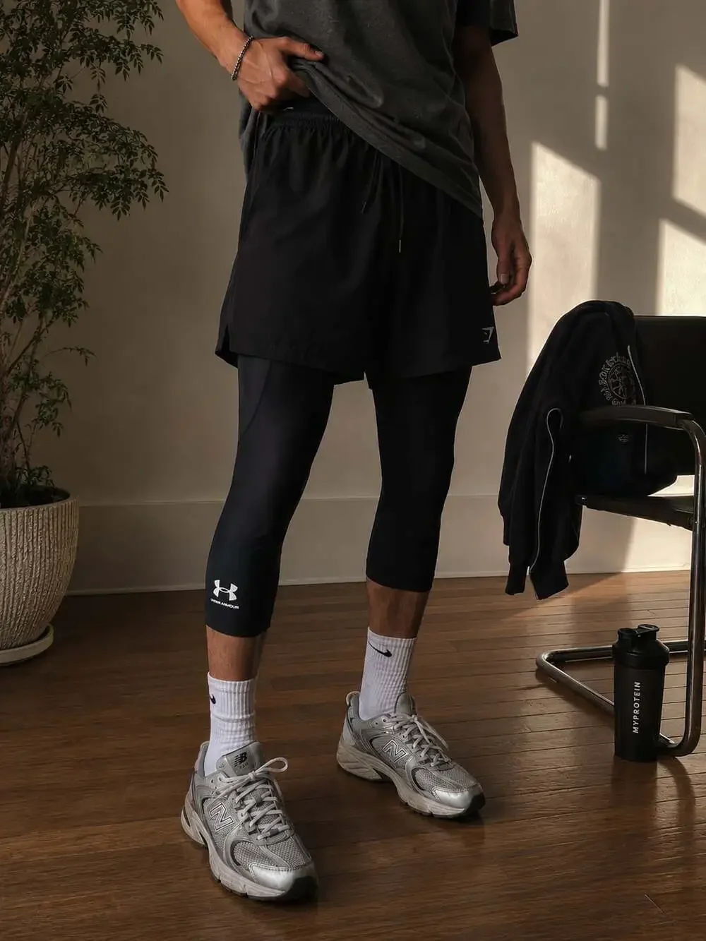 Under Armour HeatGear Compression 3/4 Tights Black Gym Running SM